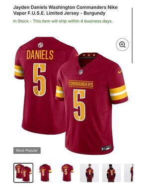 Jayden Daniels Washington Commanders Nike Vapor F.U.S.E. Limited Jersey - Burgun